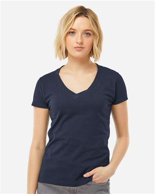 Women's Fine Jersey V-Neck T-Shirt - Navy