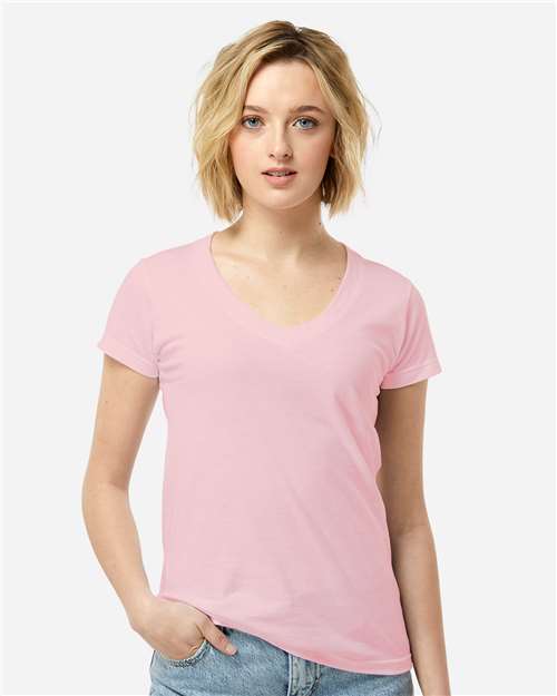 Women's Fine Jersey V-Neck T-Shirt - Pink