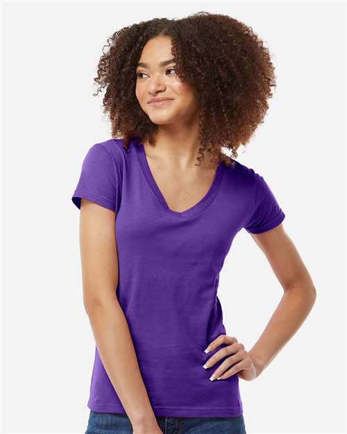 Women's Fine Jersey V-Neck T-Shirt - Purple