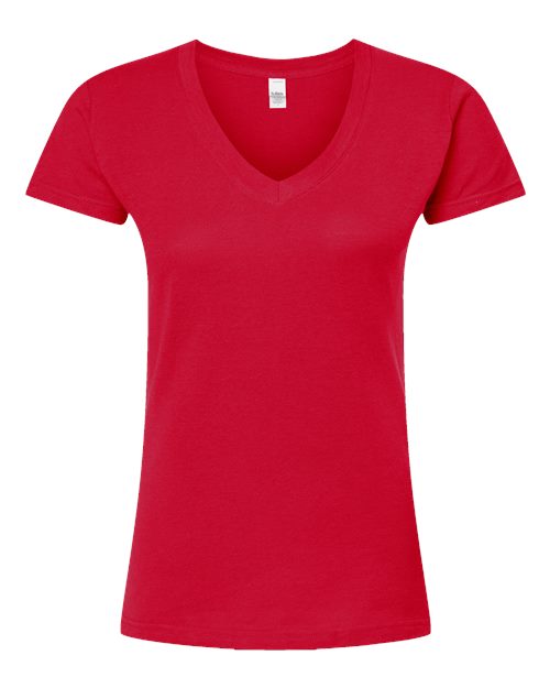 Women's Fine Jersey V-Neck T-Shirt - Red