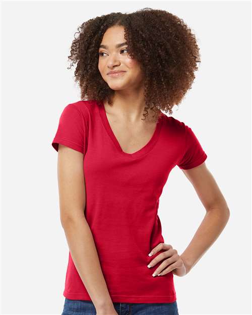 Women's Fine Jersey V-Neck T-Shirt - Red