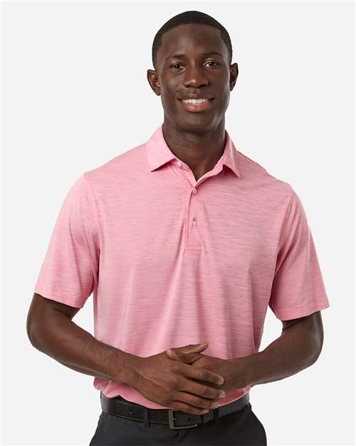 Men's Bohemian Striped Heather Performance Polo - Red Heather
