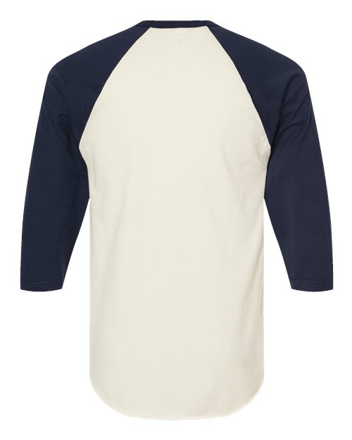 Unisex Fine Jersey Raglan T-Shirt - Vintage White/ Navy