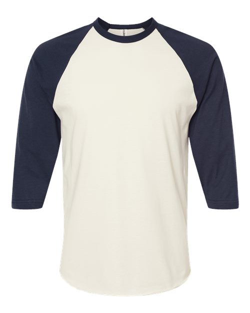 Unisex Fine Jersey Raglan T-Shirt - Vintage White/ Navy