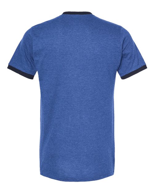 Unisex Fine Jersey Ringer T-Shirt - Heather Royal/ Navy