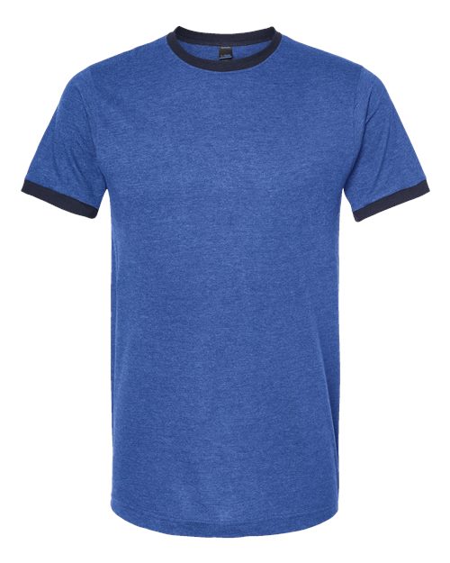 Unisex Fine Jersey Ringer T-Shirt - Heather Royal/ Navy