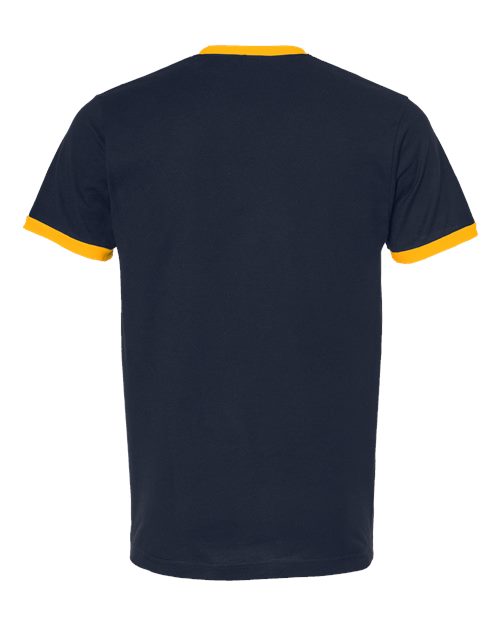 Unisex Fine Jersey Ringer T-Shirt - Navy/ Gold