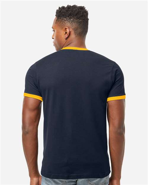 Unisex Fine Jersey Ringer T-Shirt - Navy/ Gold