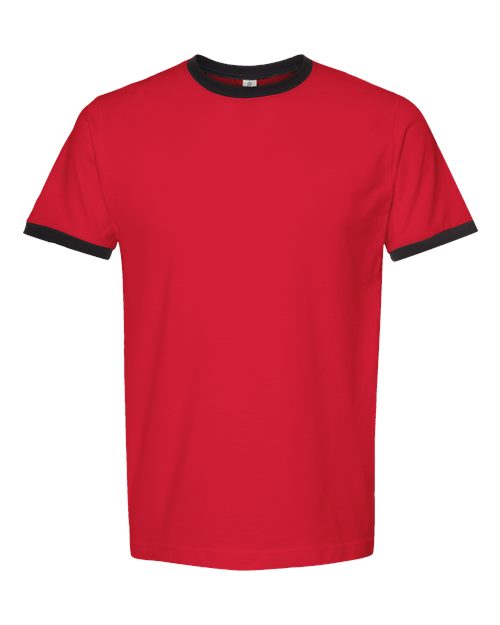 Unisex Fine Jersey Ringer T-Shirt - Red/ Black