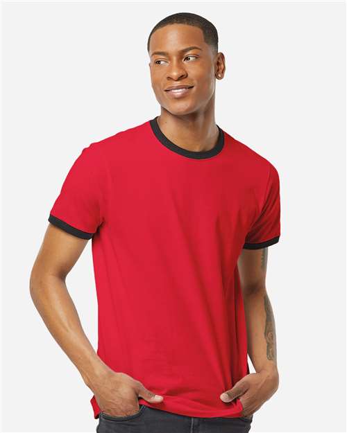 Unisex Fine Jersey Ringer T-Shirt - Red/ Black