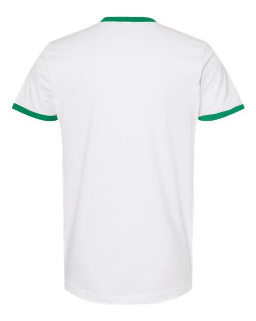 Unisex Fine Jersey Ringer T-Shirt - White/ Kelly