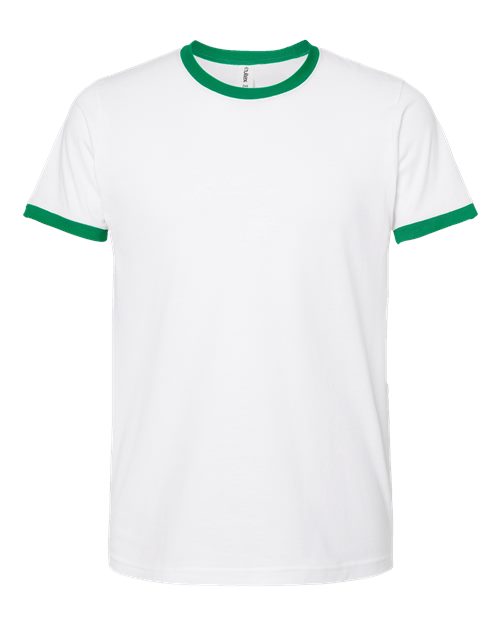 Unisex Fine Jersey Ringer T-Shirt - White/ Kelly