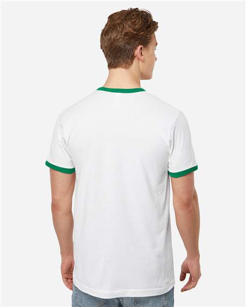 Unisex Fine Jersey Ringer T-Shirt - White/ Kelly