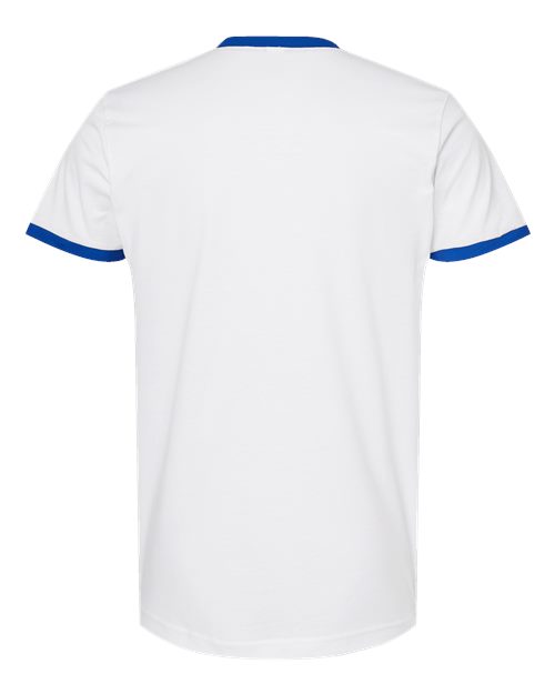 Unisex Fine Jersey Ringer T-Shirt - White/ Royal