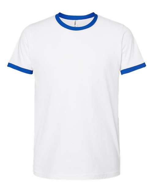Unisex Fine Jersey Ringer T-Shirt - White/ Royal