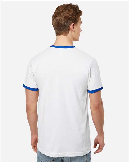 Unisex Fine Jersey Ringer T-Shirt - White/ Royal