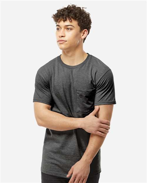 Unisex Heavyweight Jersey Pocket T-Shirt - Heather Charcoal