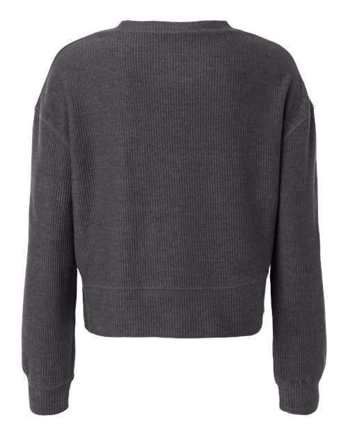 Women's Ribbed Knit Cropped Boxy Crew - Black