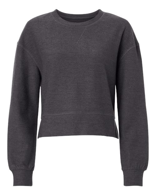 Women's Ribbed Knit Cropped Boxy Crew - Black