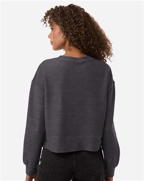 Women's Ribbed Knit Cropped Boxy Crew - Black