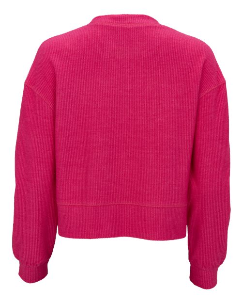 Women's Ribbed Knit Cropped Boxy Crew - Cosmic Pink