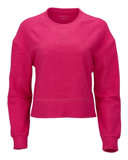 Women's Ribbed Knit Cropped Boxy Crew - Cosmic Pink