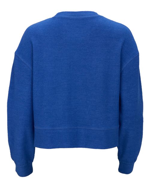Women's Ribbed Knit Cropped Boxy Crew - Electric Royal