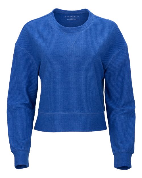 Women's Ribbed Knit Cropped Boxy Crew - Electric Royal