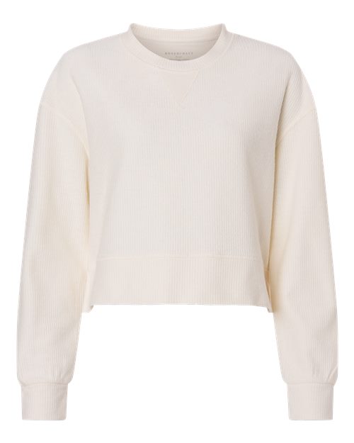 Women's Ribbed Knit Cropped Boxy Crew - Natural