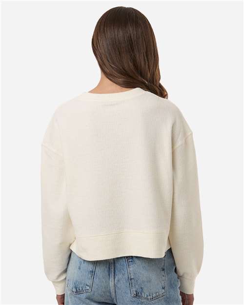 Women's Ribbed Knit Cropped Boxy Crew - Natural