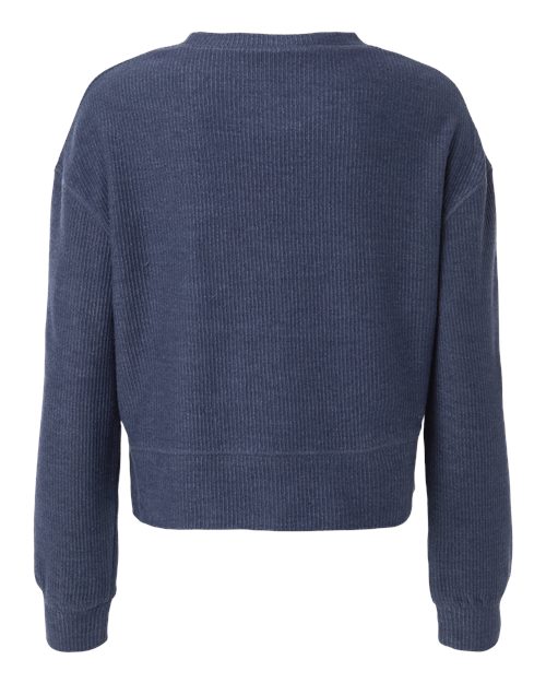 Women's Ribbed Knit Cropped Boxy Crew - Navy