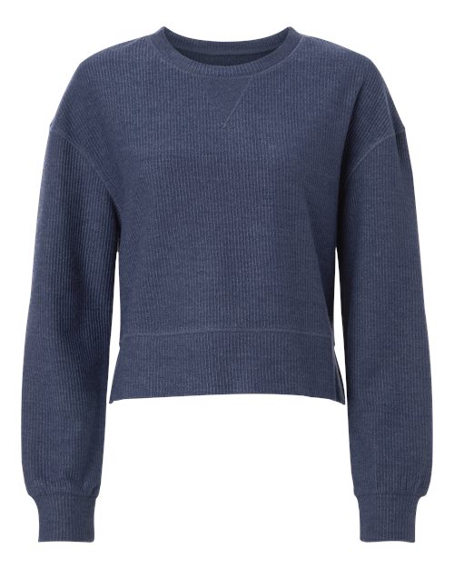 Women's Ribbed Knit Cropped Boxy Crew - Navy