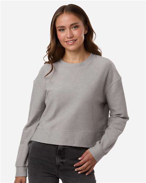 Women's Ribbed Knit Cropped Boxy Crew - Oxford
