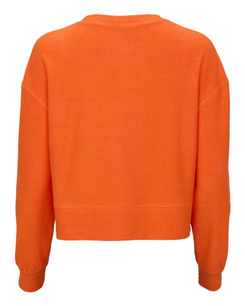 Women's Ribbed Knit Cropped Boxy Crew - Orange