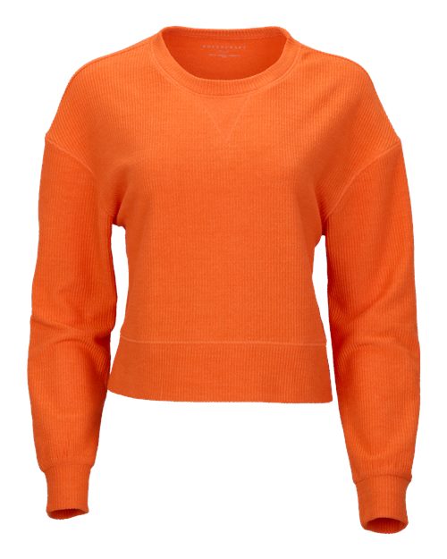 Women's Ribbed Knit Cropped Boxy Crew - Orange
