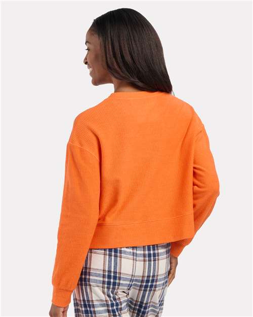 Women's Ribbed Knit Cropped Boxy Crew - Orange