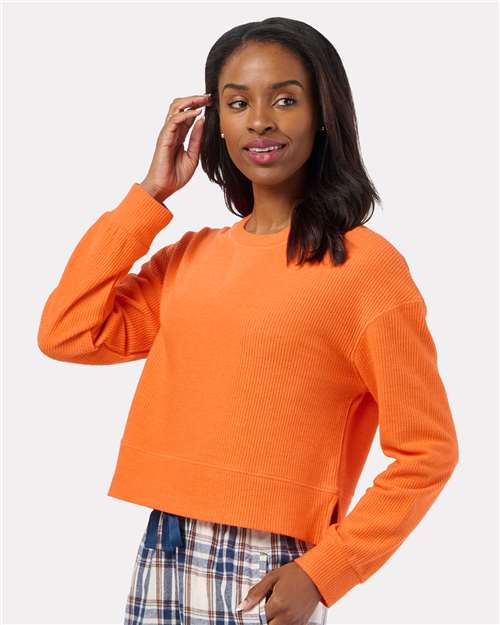Women's Ribbed Knit Cropped Boxy Crew - Orange