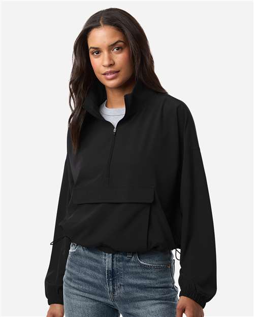 Women's Stretch Woven Quarter-Zip Pullover - Black
