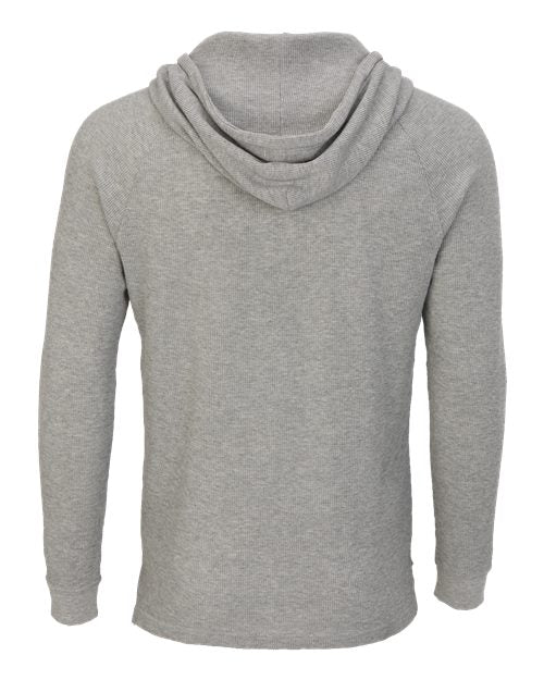 Unisex Waffle Knit Pullover Hooded Long Sleeve T-Shirt - Oxford Heather