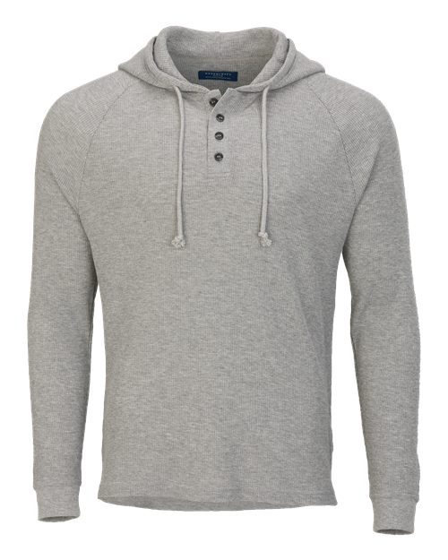 Unisex Waffle Knit Pullover Hooded Long Sleeve T-Shirt - Oxford Heather