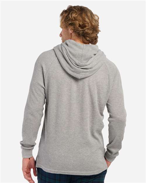 Unisex Waffle Knit Pullover Hooded Long Sleeve T-Shirt - Oxford Heather