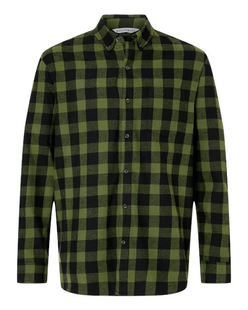 Men's Flannel Button Down Shirt - Army/ Black Buffalo
