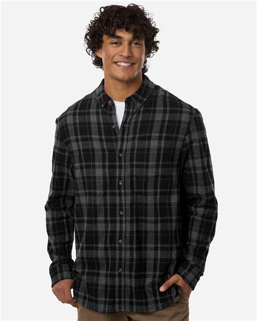 Men's Flannel Button Down Shirt - Black Jordan Plaid
