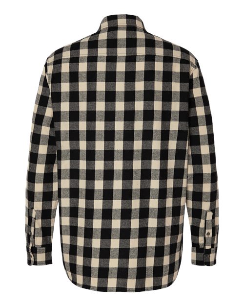Men's Flannel Button Down Shirt - Black/ Ecru Buffalo Plaid