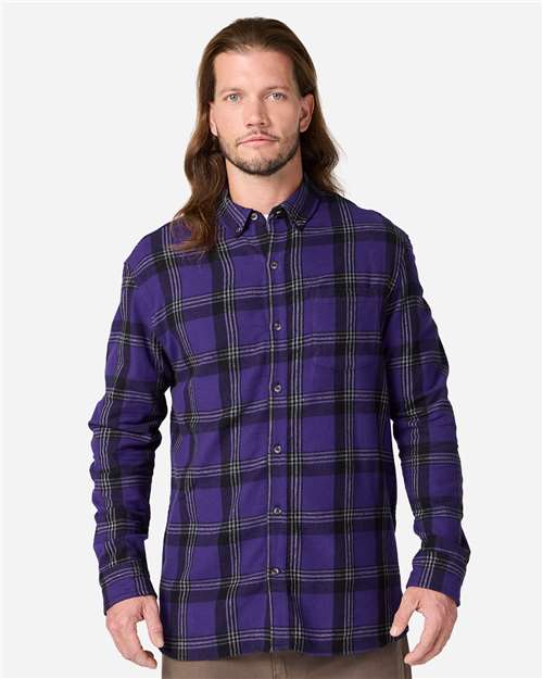 Men's Flannel Button Down Shirt - Purple Mcintosh Plaid
