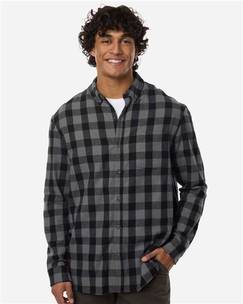 Men's Flannel Button Down Shirt - Charcoal/ Black Buffalo