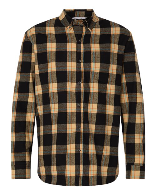 Men's Flannel Button Down Shirt - Dark Khaki Plaid