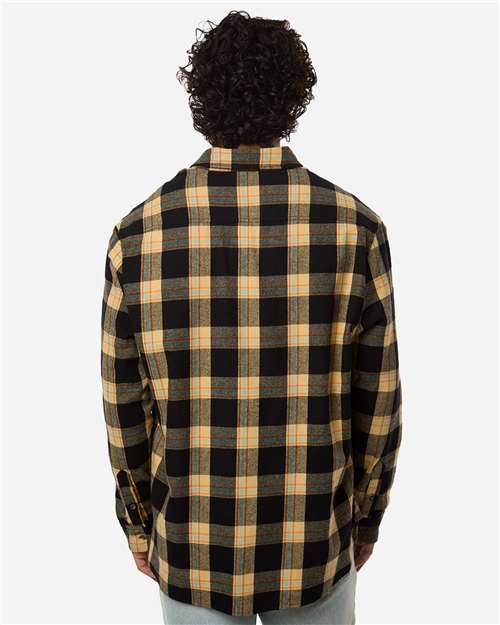 Men's Flannel Button Down Shirt - Dark Khaki Plaid
