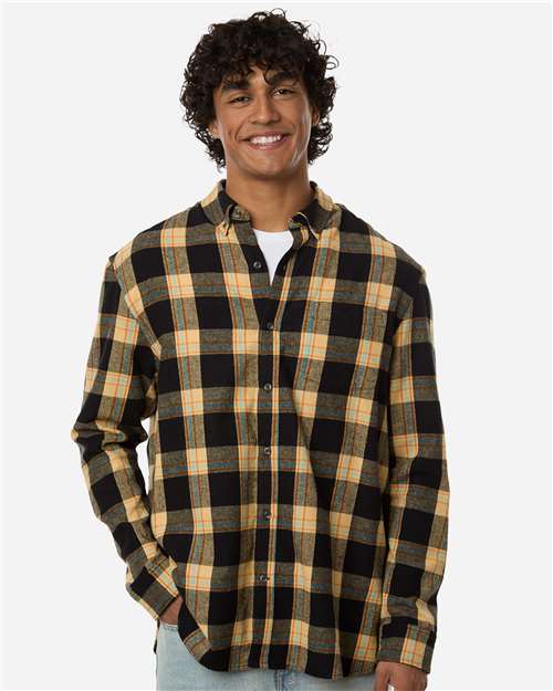 Men's Flannel Button Down Shirt - Dark Khaki Plaid