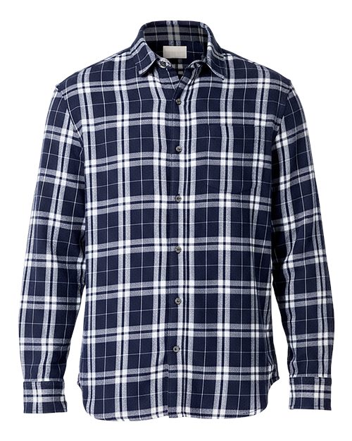 Men's Flannel Button Down Shirt - Navy/ Silver Plaid